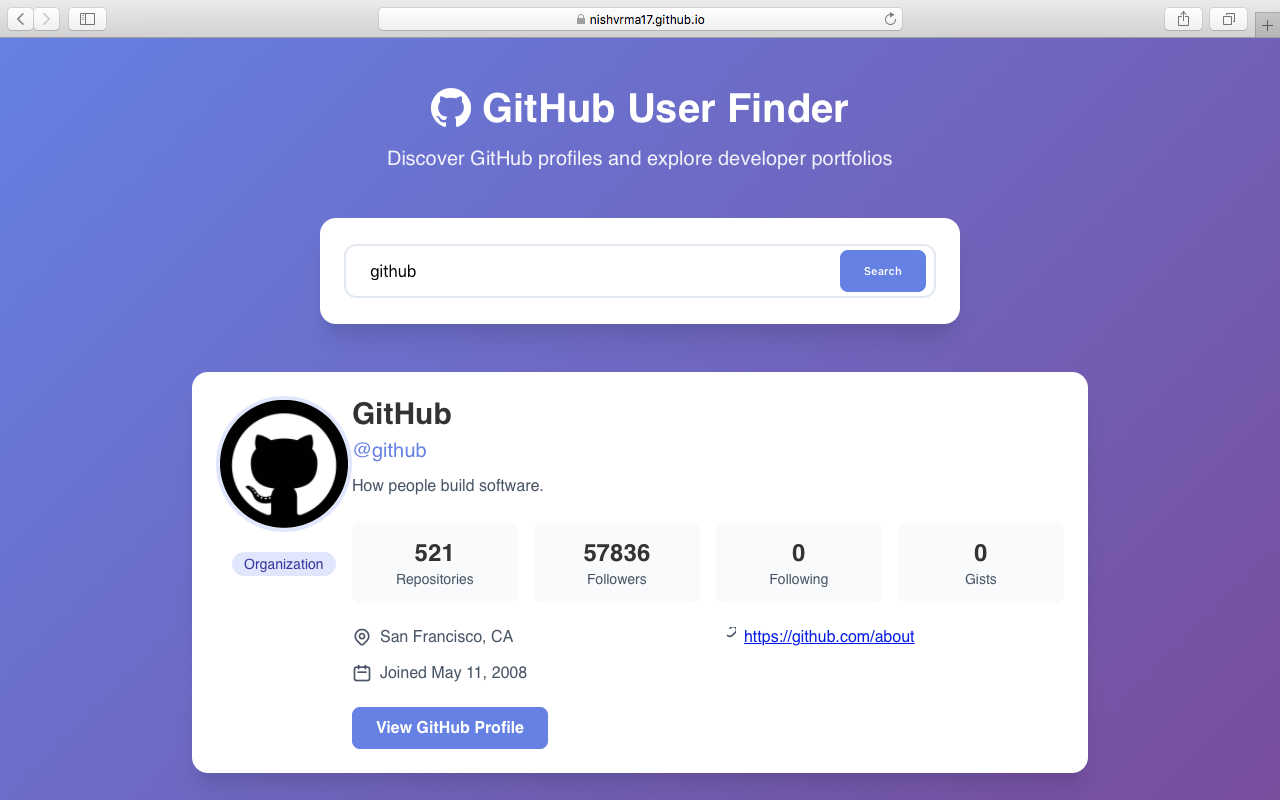 Github User Finder Screenshot